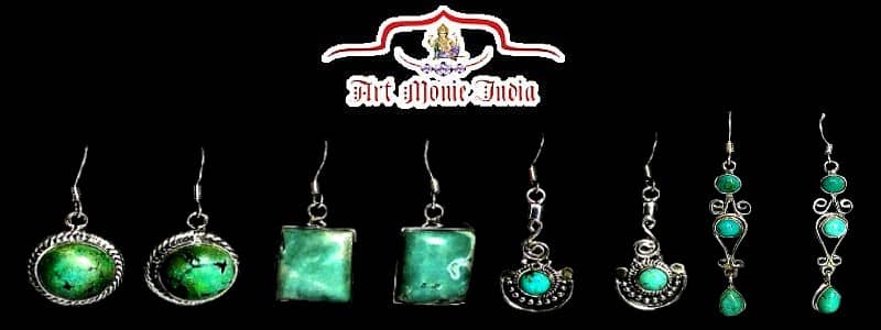 Indian silver and turquoise earrings low price
