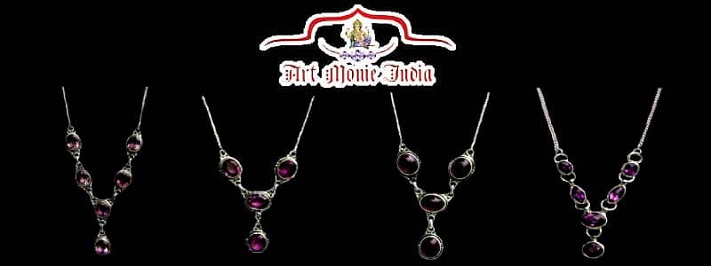 Indian silver and amethyst necklaces low price