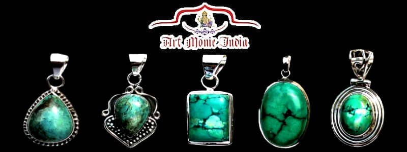 Indian silver and turquoise stone pendants low price